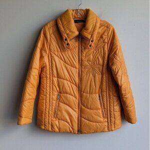 Luisa Cerano orange floral  puffer jacket